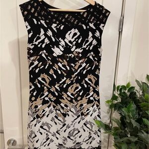 Le Chateau Black and White Abstract Mini Dress